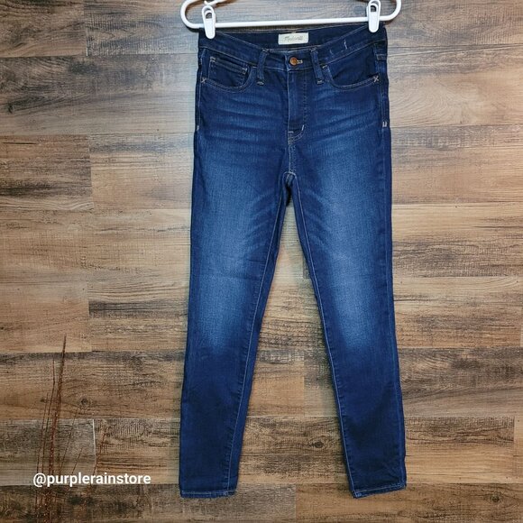 Madewell Jeans 27 Skinny 9" Mid Rise Dark Wash Tummy Control Stretch Denim - Picture 1 of 12